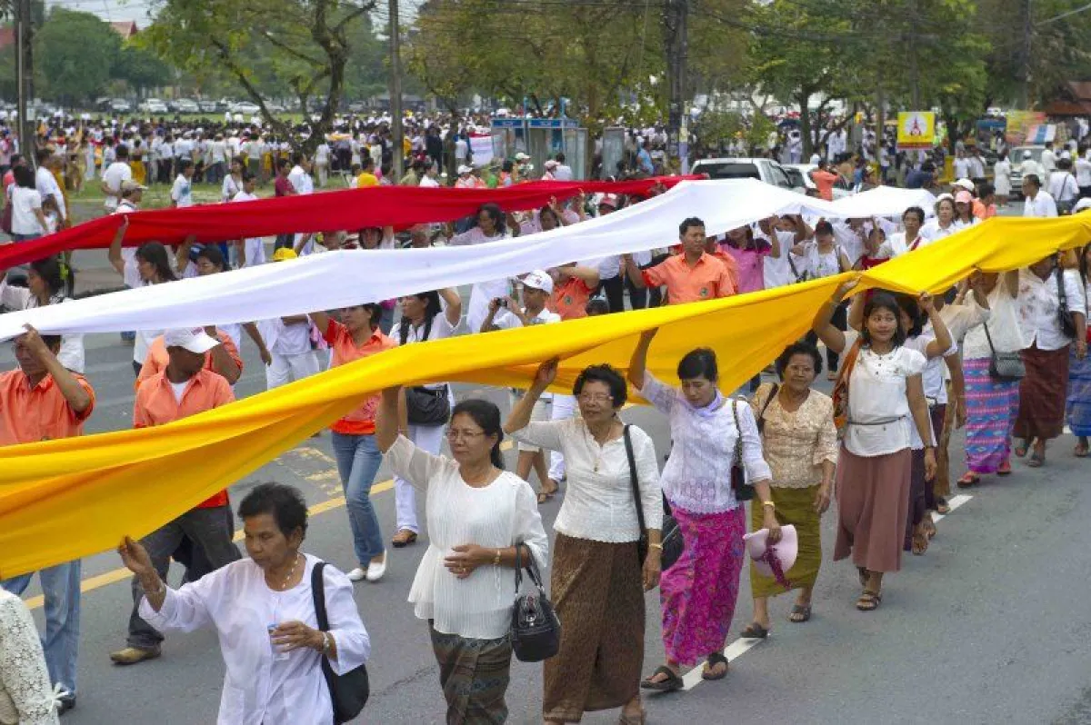 Reisekalender – (März) Makha-Bucha-Messe, Prozession des Heiligen Tuchs im Jahr 2023, Wat Phra Mahathat Woramahawihan, Provinz Nakhon Si Thammarat