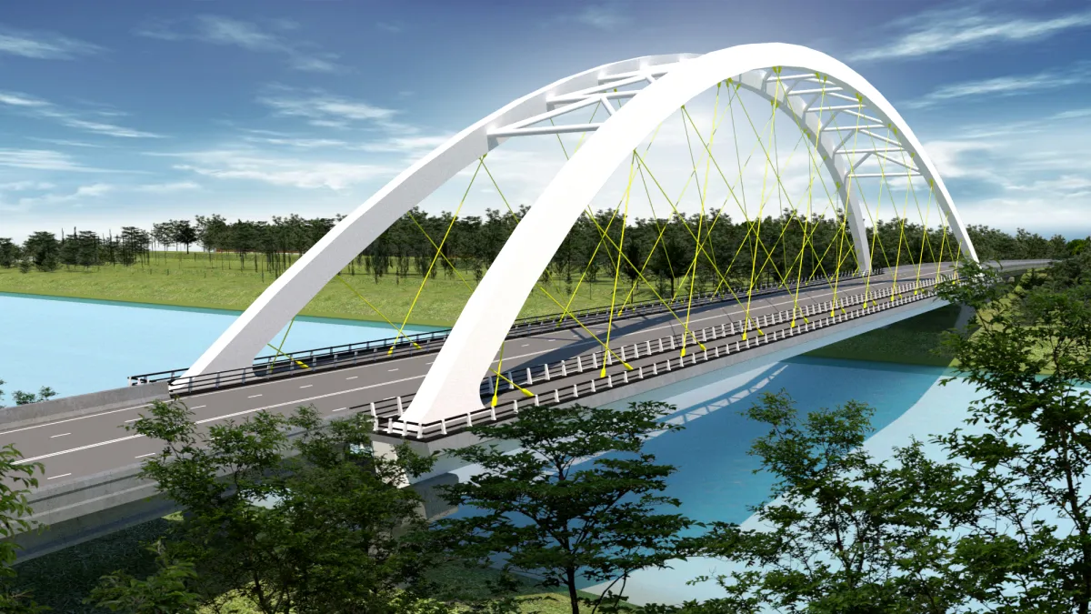 „Kong-Kantanoo Brücke“, eine Brücke über den Fluss Chao Phraya Die Provinz Sing Buri bereitet sich darauf vor, ein neues Wahrzeichen zu werden