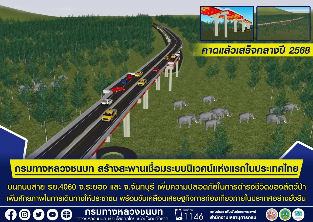 タイのラヨーン - チャンタブリーの道路の タイ初ืの「エコロジーシステム橋」