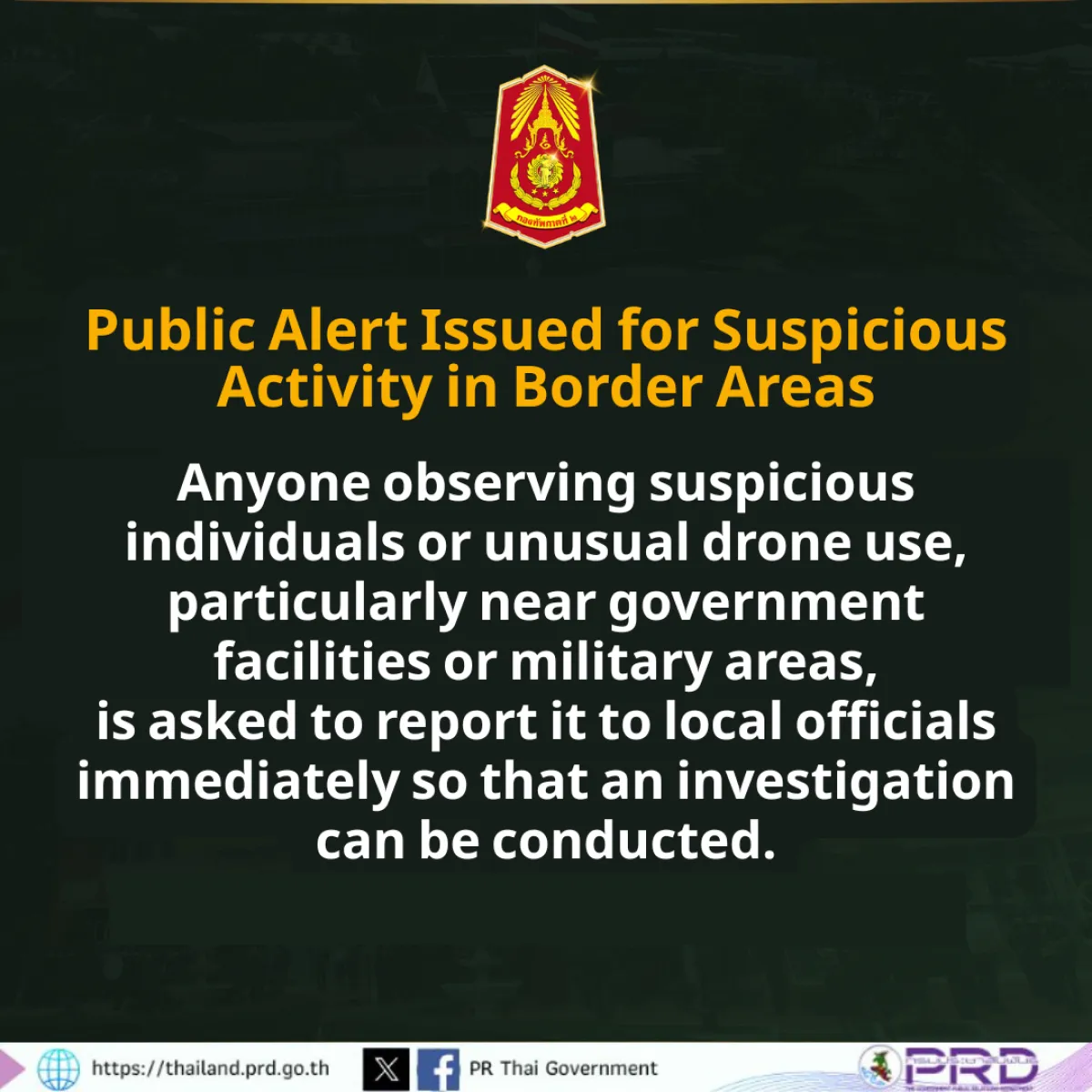 Public Alert Issued for Suspicious Activity in Border Areas