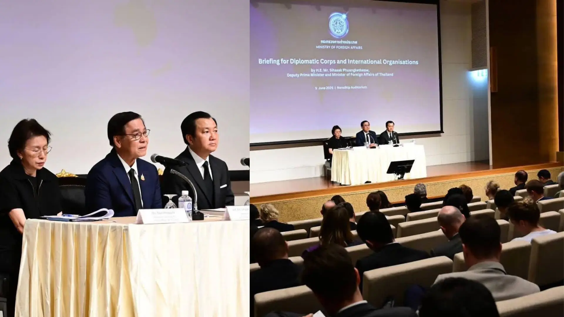 รองนายกรัฐมนตรีและรัฐมนตรีว่าการกระทรวงการต่างประเทศบรรยายสรุปแก่คณะทูตต่างประเทศ เกี่ยวกับพัฒนาการล่าสุดของสถานการณ์ไทย - กัมพูชา และสถานการณ์ในเมียนมา
