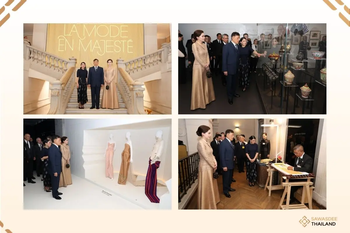 King and Queen of Thailand Visit "La Mode en Majesté: Haute Couture et Tradition à la Cour de Thaïlande" Exhibition in Paris